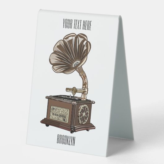 Plaque De Table Tourne-disque dessin animé (Recto)