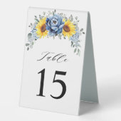 Plaque De Table Tournesol Dusty Blue Slate Peony Mariage floral (Recto)