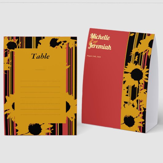 Plaque De Table Tournesol Été Or Rouge Mariage (Recto/Verso)