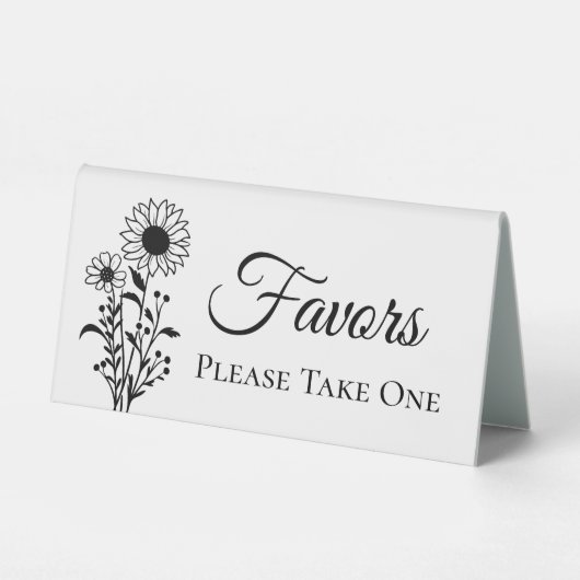Plaque De Table Tournesol Noir Blanc Pays Floral Mariage Favoriser (Recto)