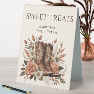 Plaque De Table Traitements sucrés mariages Bottes et fleurs de co