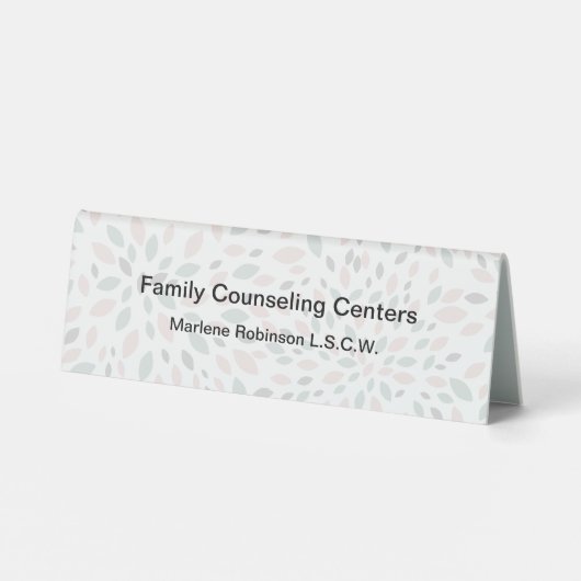 Plaque De Table Travailleur social agréé Nom du personnel moderne  (Verso)