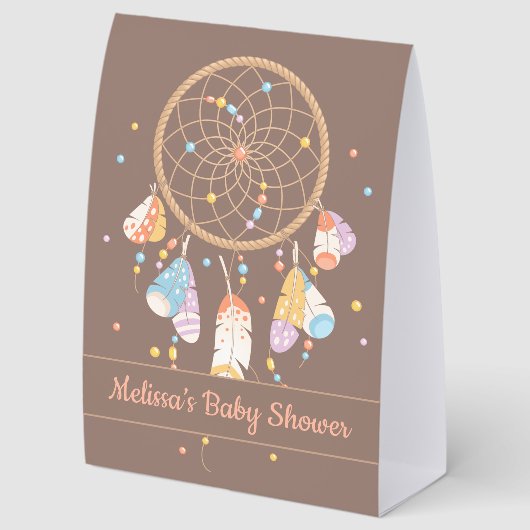Plaque De Table Tribal Dreamcatcher Baby Shower Brown (Arrière)