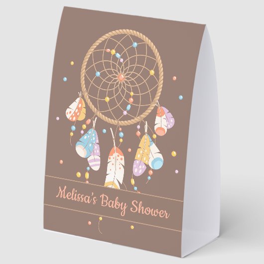 Plaque De Table Tribal Dreamcatcher Baby Shower Brown (Recto)