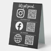 Plaque De Table Triple Icône Et Code QR Business Social Media (Recto)