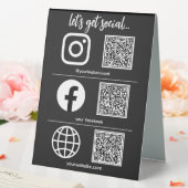 Plaque De Table Triple Icône Et Code QR Business Social Media (In SItu (Mariage))