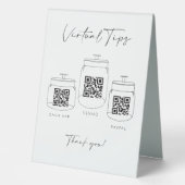 Plaque De Table Triple Tip Jar Scan QR Code Cash App Paiement (Recto)