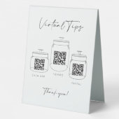 Plaque De Table Triple Tip Jar Scan QR Code Cash App Paiement (Verso)