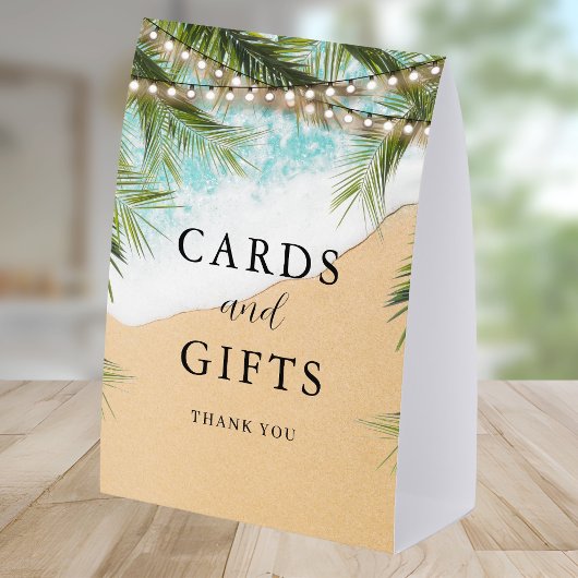Plaque De Table Tropical Beach Palm Lights Wedding Cards and Gifts