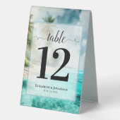 Plaque De Table Tropical Beach Watercolor Wedding Table Number (Verso)