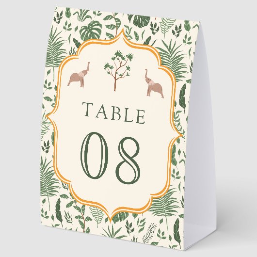 Plaque De Table Tropical Elephant Indian Wedding Table Number (Arrière)