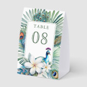 Plaque De Table Tropical Indian Peacock Wedding Table Number (Verso)
