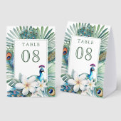 Plaque De Table Tropical Indian Peacock Wedding Table Number (Recto/verso)