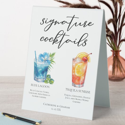 Plaque De Table Tropical Island Mariage Signature Cocktails Menu (En SItu (Tableau))