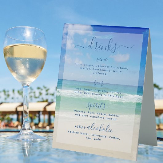 Plaque De Table Tropical Ocean Waves Photo Beach Bar Boissons Menu