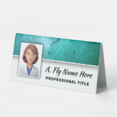 Plaque De Table Turquoise Blue Stone Professional Nom photo Logo (Recto)