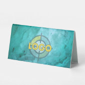 Plaque De Table Turquoise Blue Stone Professional Nom photo Logo (Verso)