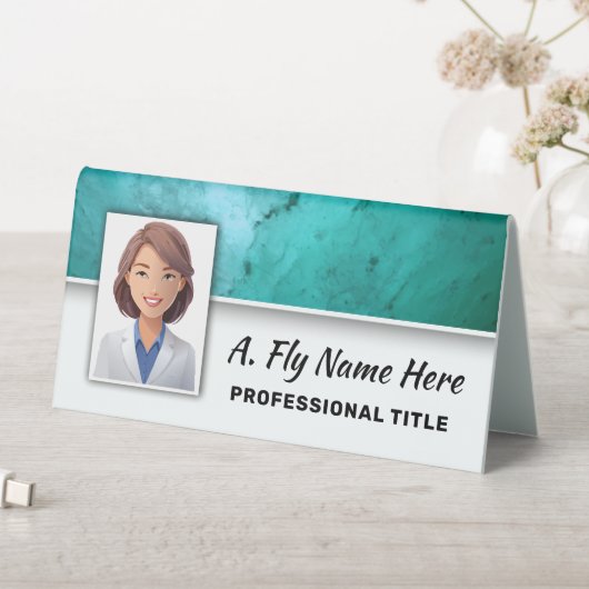 Plaque De Table Turquoise Blue Stone Professional Nom photo Logo (En SItu (Tableau))