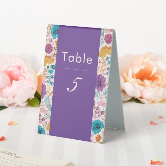 Plaque De Table Turquoise Purple Jaune Fleurs de prairie de printe (In SItu (Mariage))