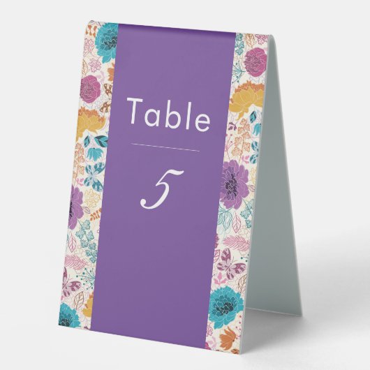 Plaque De Table Turquoise Purple Jaune Fleurs de prairie de printe (Recto)