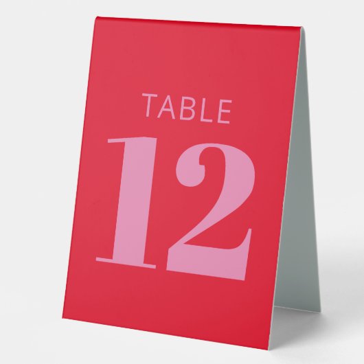 Plaque De Table Typographie audacieuse rose vif et rouge Mariage m (Recto)