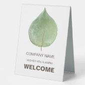 Plaque De Table Typographie de l'entreprise Eucalyptus Leaf Welcom (Recto)