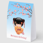 Plaque De Table Ume Kokeshi Doll Japanese Geisha Blue (Arrière)