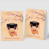 Plaque De Table Ume Kokeshi Doll Japanese Geisha Yellow (Recto/Verso)