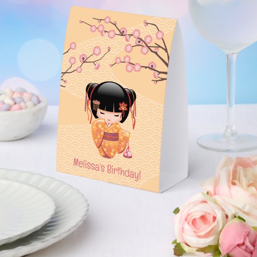 Plaque De Table Ume Kokeshi Doll Japanese Geisha Yellow (Insitu (mariage))