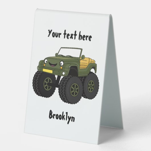 Plaque De Table Un Green Monster truck (Recto)
