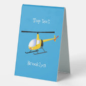 Plaque De Table Un joli hélicoptère de dessin animé jaune (Verso)