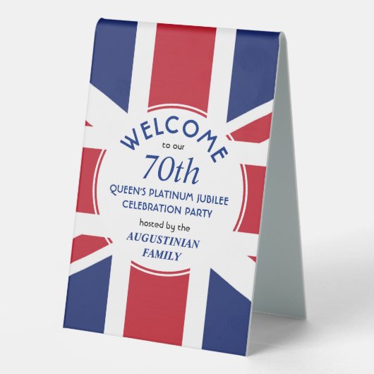 Plaque De Table Union Jack patriotique 70e jubilé du Platine des R (Verso)