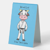 Plaque De Table Vache mignonne en combinaison kung fu (Verso)