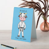 Plaque De Table Vache mignonne en combinaison kung fu (En SItu (Tableau))