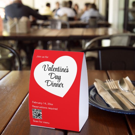 Plaque De Table Valentine's Day Dinner Heart Red White Restaurant (Insitu (restaurant))