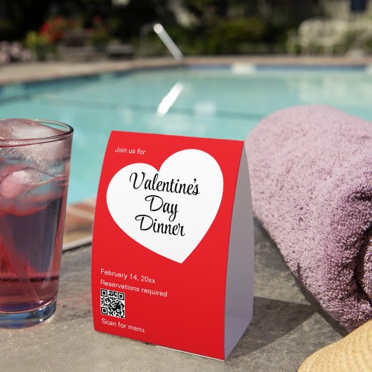 Plaque De Table Valentine's Day Dinner Heart Red White Restaurant (InVersositu (sur table))