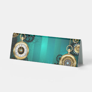 Plaque De Table Veille bijoux Steampunk sur un Arrière - plan vert