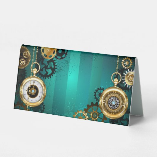 Plaque De Table Veille bijoux Steampunk sur un Arrière - plan vert (Recto)