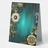 Plaque De Table Veille bijoux Steampunk sur un Arrière - plan vert (Verso)