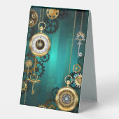 Plaque De Table Veille bijoux Steampunk sur un Arrière - plan vert (Verso)