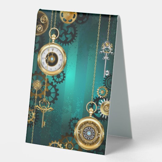 Plaque De Table Veille bijoux Steampunk sur un Arrière - plan vert (Recto)