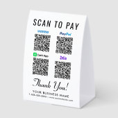 Plaque De Table Venmo CashApp PayPal Zelle QR Codes Scan To Pay (Recto)