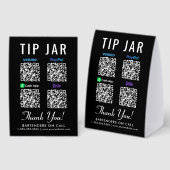 Plaque De Table Venmo CashApp PayPal Zelle QR Pot à pourboire (Recto/verso)