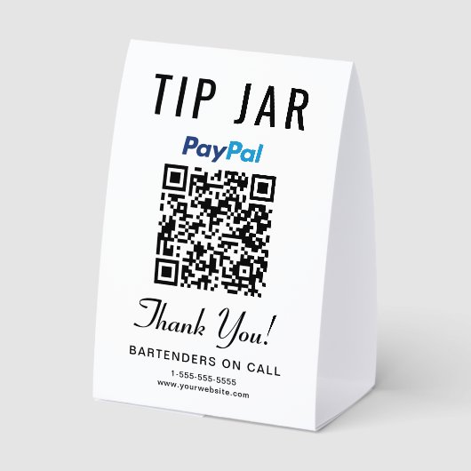 Plaque De Table Venmo PayPal Tip Jar QR Business (Verso)