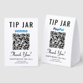 Plaque De Table Venmo PayPal Tip Jar QR Business (Recto/verso)