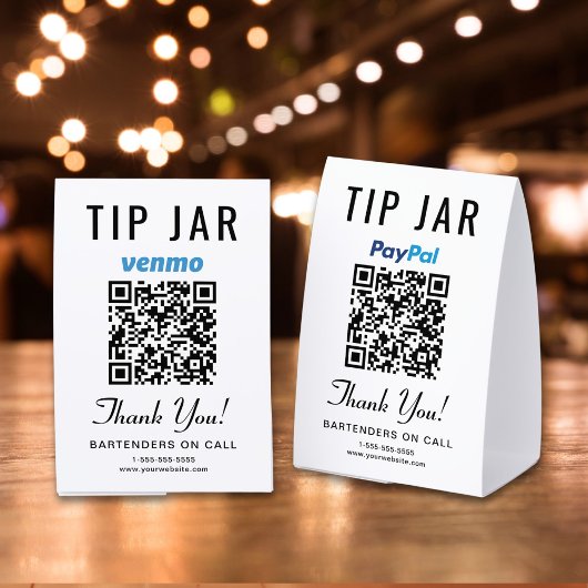 Plaque De Table Venmo PayPal Tip Jar QR Business