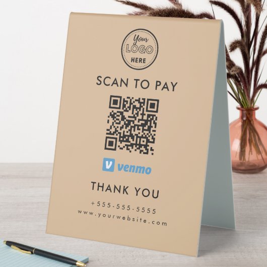 Plaque De Table Venmo professionnel QR Code numérisation pour paye (En SItu (Tableau))