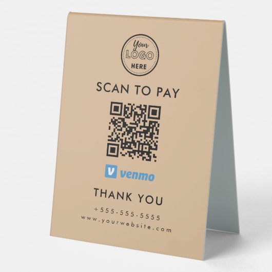 Plaque De Table Venmo professionnel QR Code numérisation pour paye (Verso)