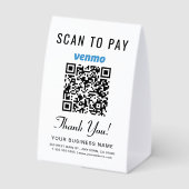 Plaque De Table Venmo QR Code Scan To Pay (Verso)