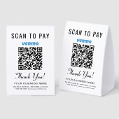 Plaque De Table Venmo QR Code Scan To Pay (Recto/verso)